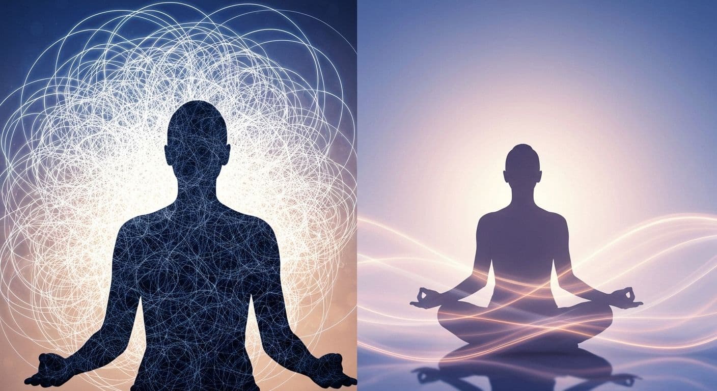 Person practicing sensory grounding technique to relax your mind and reduce racing thoughts