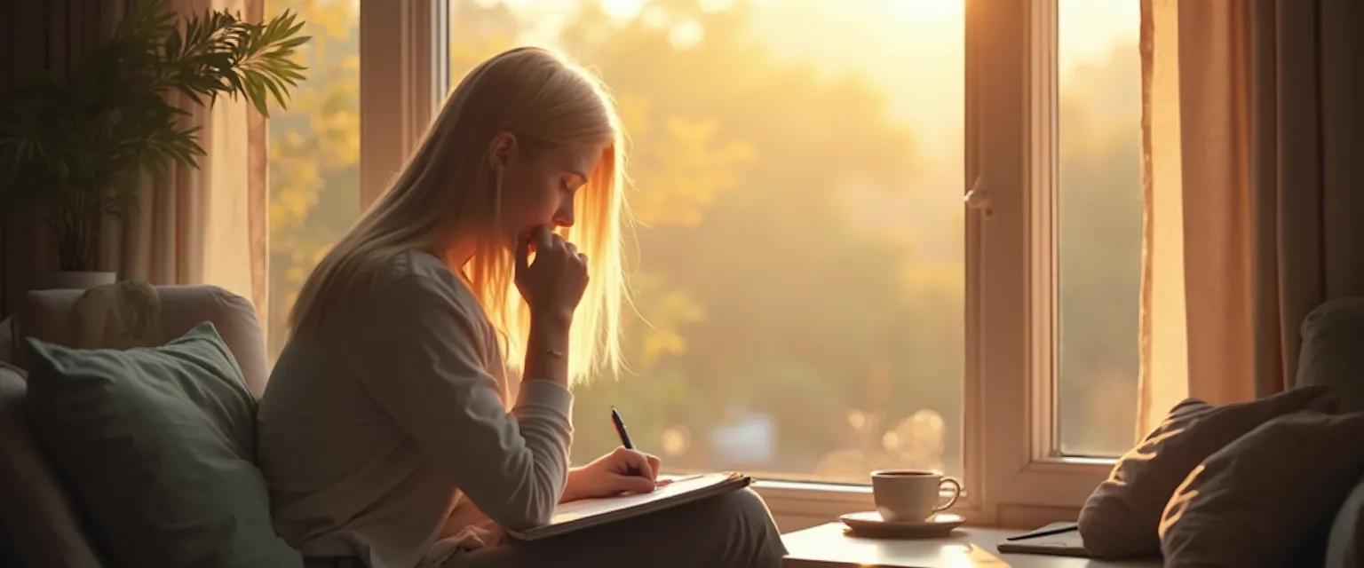 Person practicing self-awareness and emotional intelligence during everyday activities