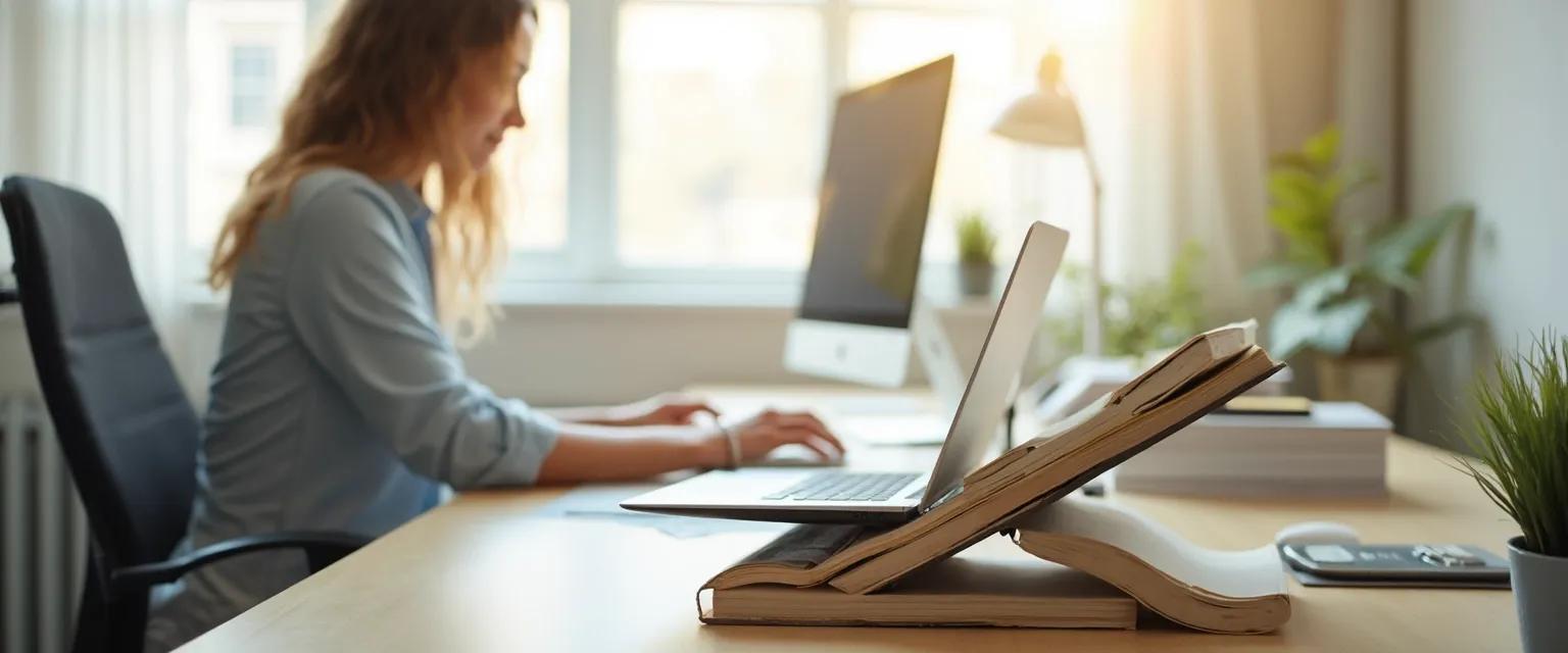 Person demonstrating proper ergonomic positioning for wellbeing at the workplace