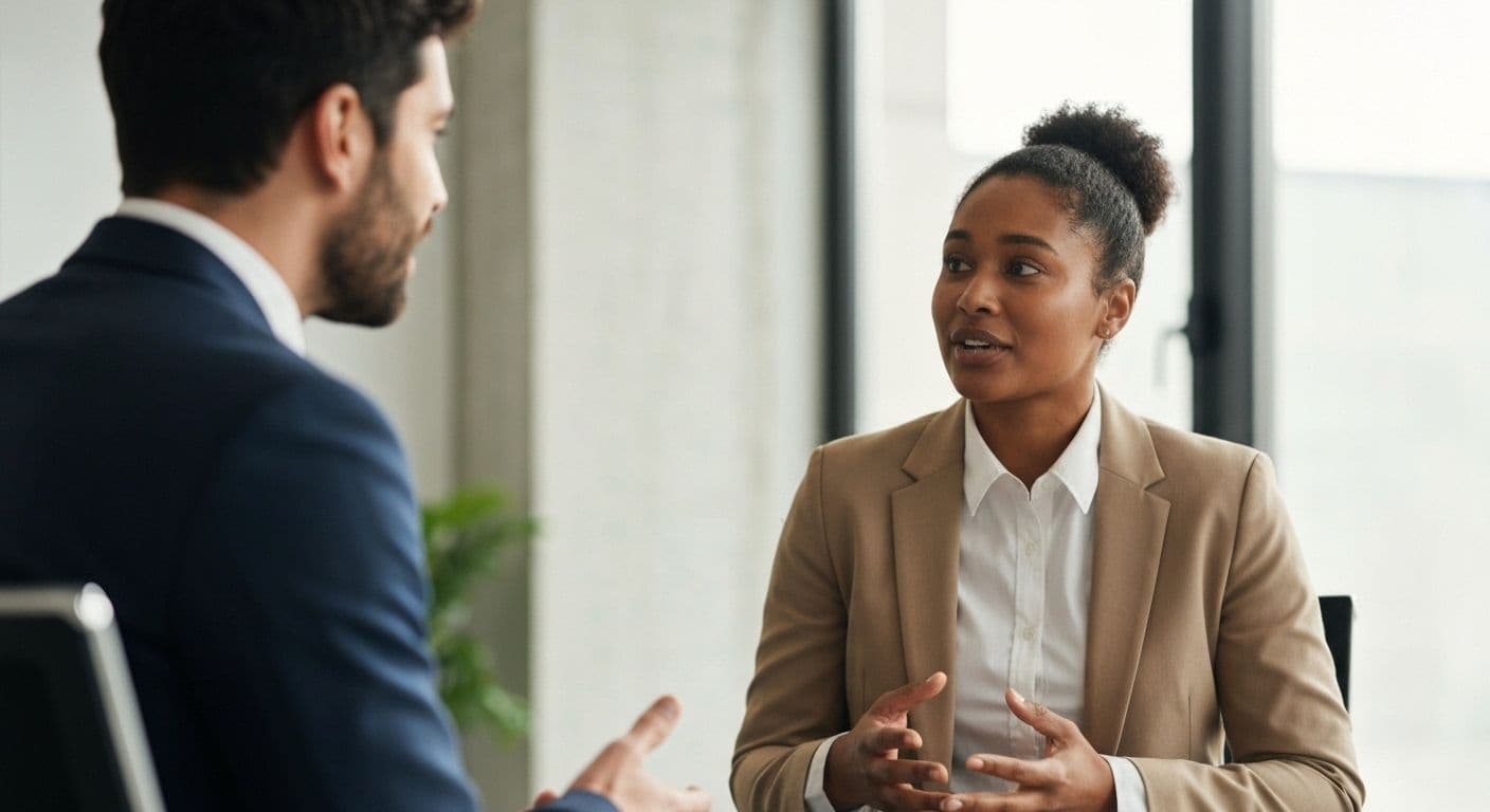 Person practicing self and social awareness skill description during an active listening conversation