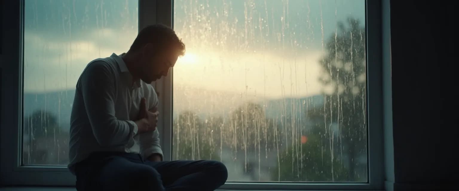 Person experiencing physical symptoms while grieving a friend