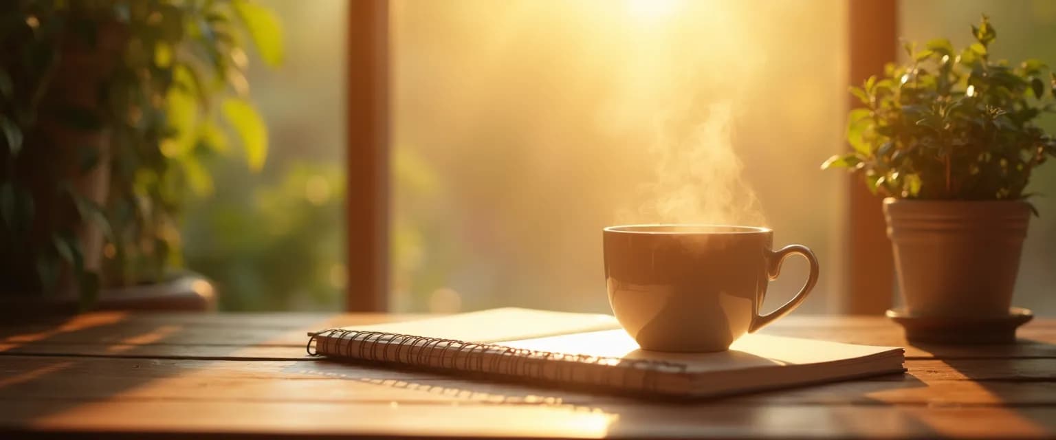 Person practicing daily mindfulness rituals during their morning routine before breakfast