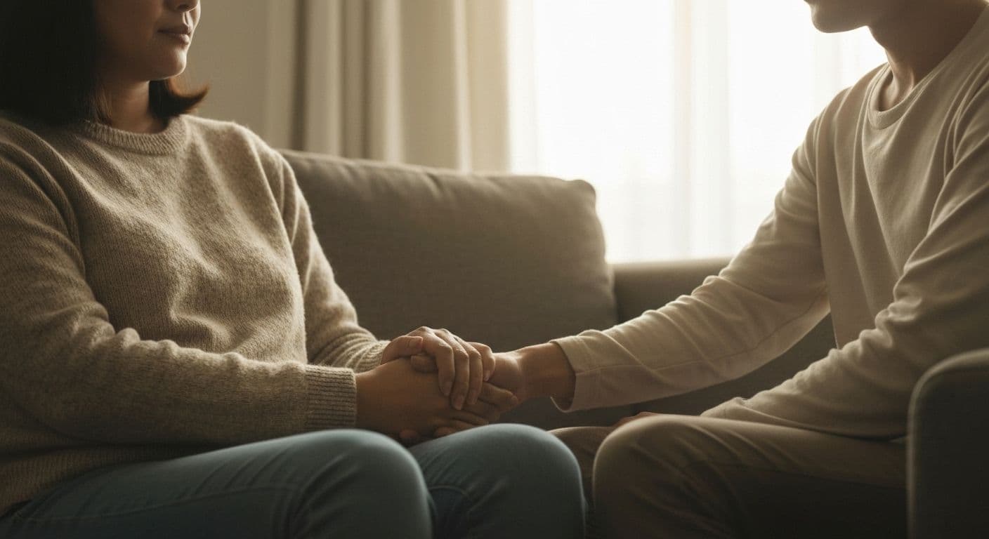 Person offering comfort to friend dealing with what to say when someone is losing a loved one