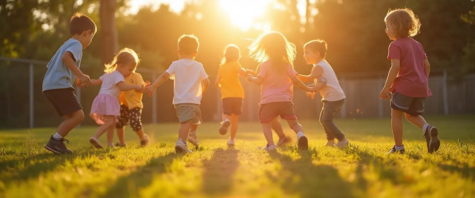 Children playing freeze tag to improve EQ and emotional intelligence