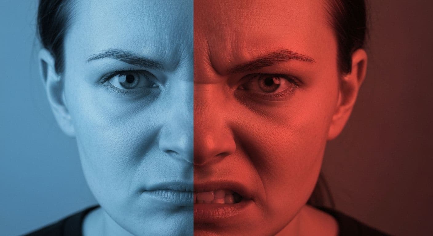 Person recognizing warning signs as emotional mind begins to take over during stressful moment