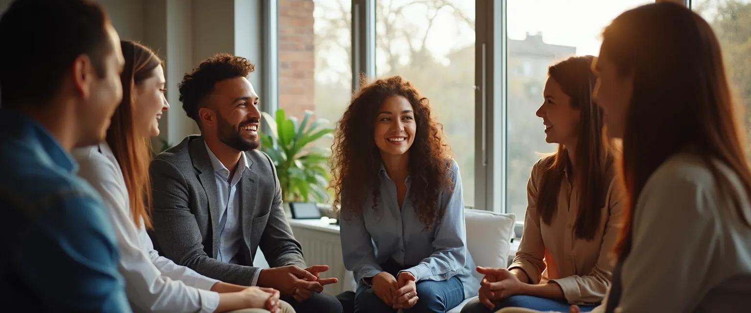 Team members engaged in emotional intelligence teamwork exercise showing resilience