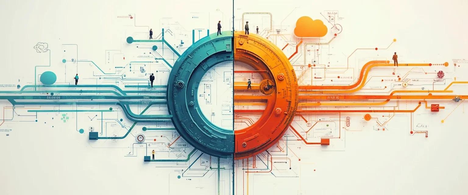 Illustration comparing circular and linear mind thinking patterns for problem-solving
