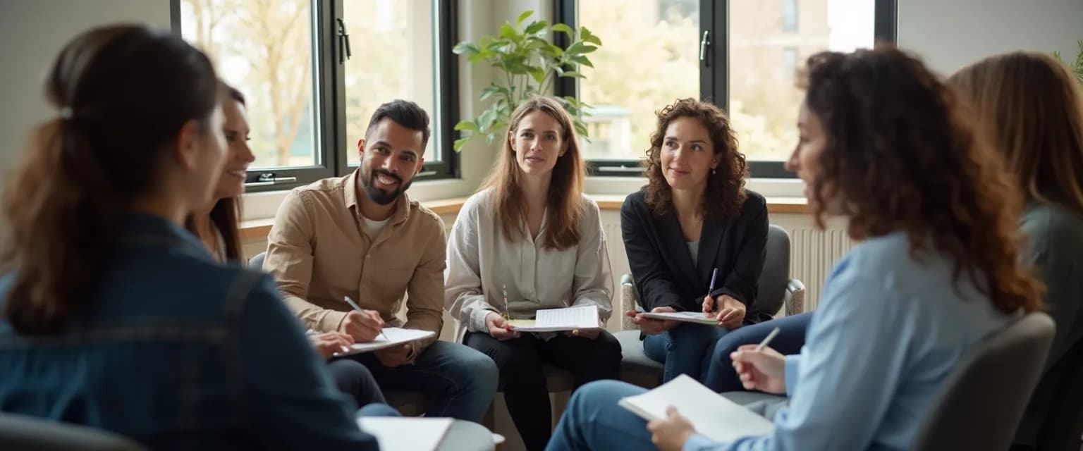 Team members developing self-awareness related to emotional intelligence during a collaborative meeting