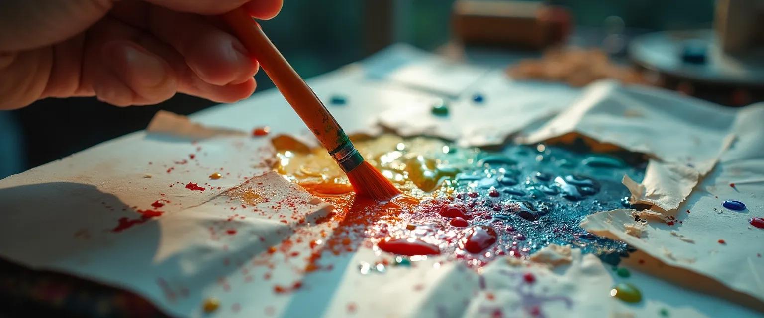 Person expressing creativity while getting past their breakup through art