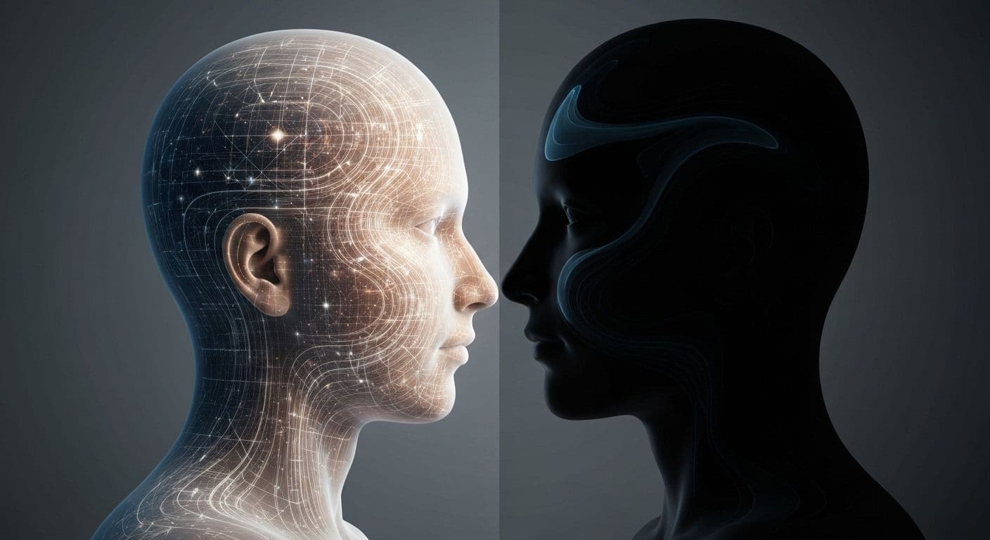 Illustration showing conscious mind and subconscious mind working together during decision-making process