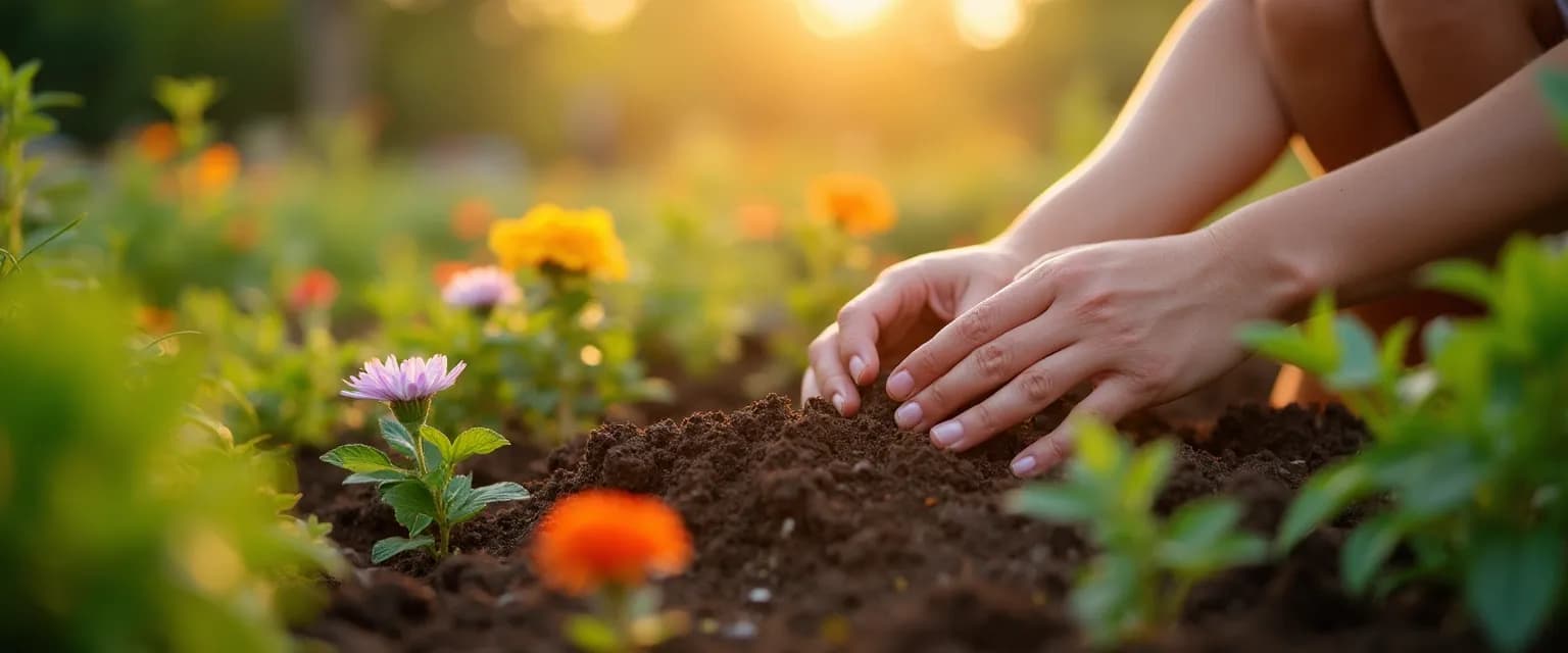 Person improving emotional quotient through mindful gardening practice
