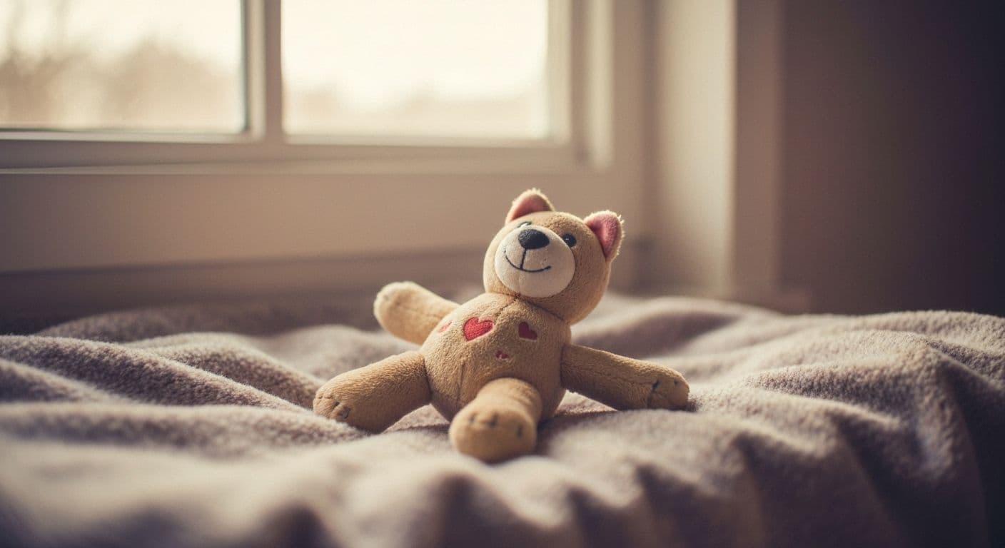 Pet's favorite toy sitting peacefully as a symbol of pet grief healing and moving forward