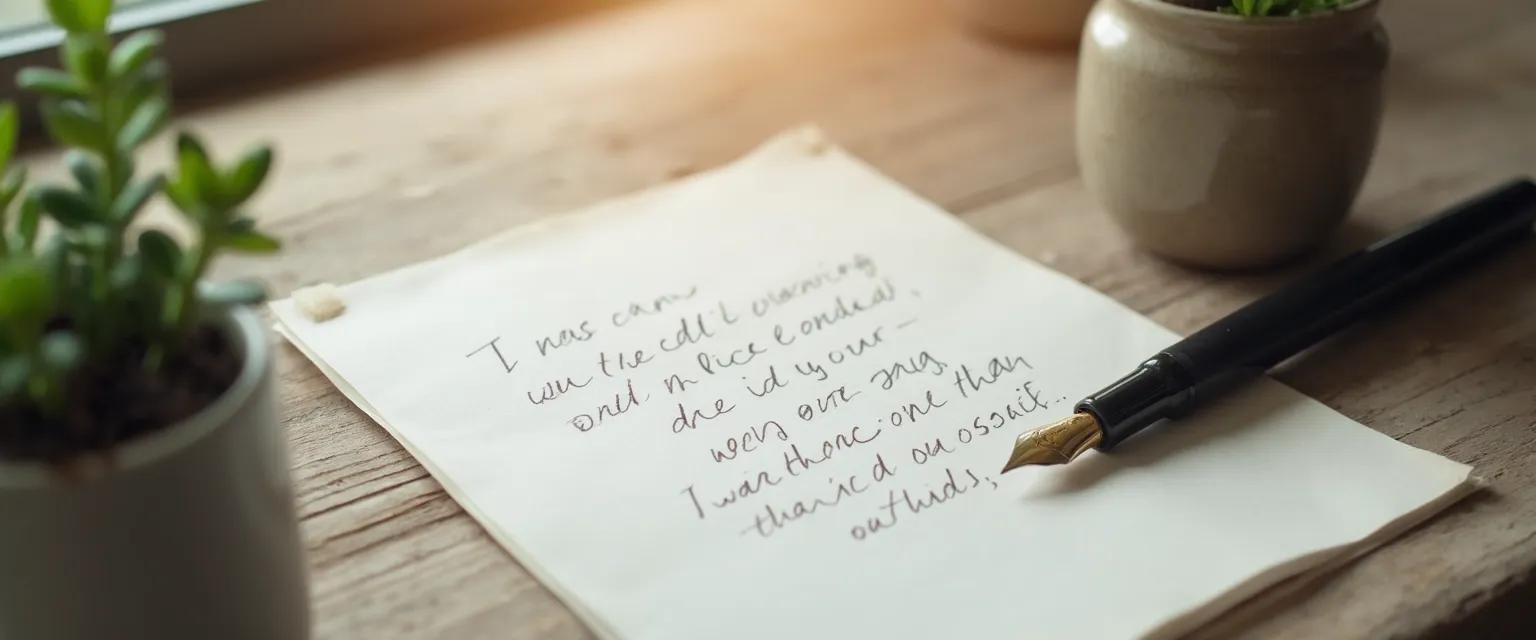 Handwritten letter expressing what to say to bereaved friend during times of grief