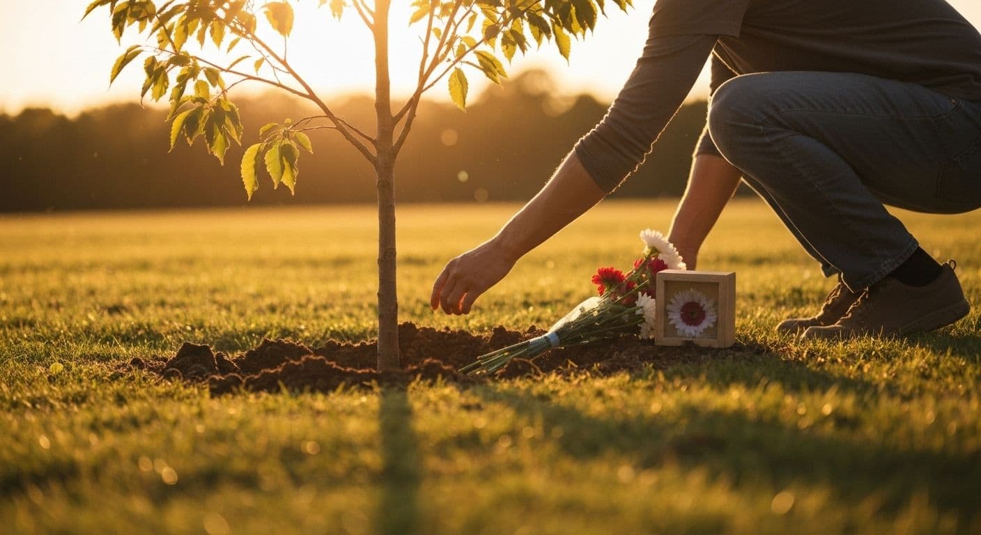 Person creating a personal memorial tribute after losing a sibling, honoring their memory through meaningful activities