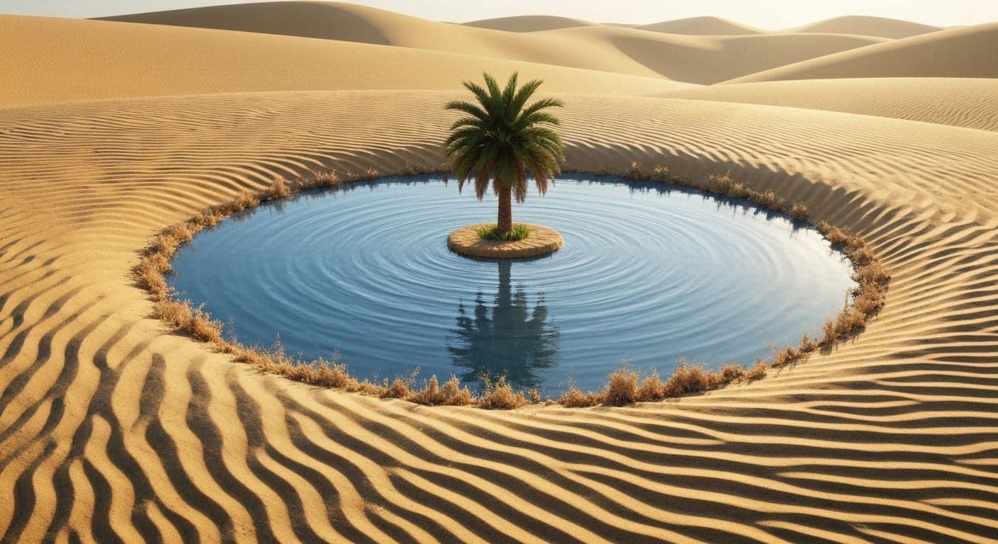 Professional creating a peaceful mind oasis during busy workday with quick mental retreat techniques