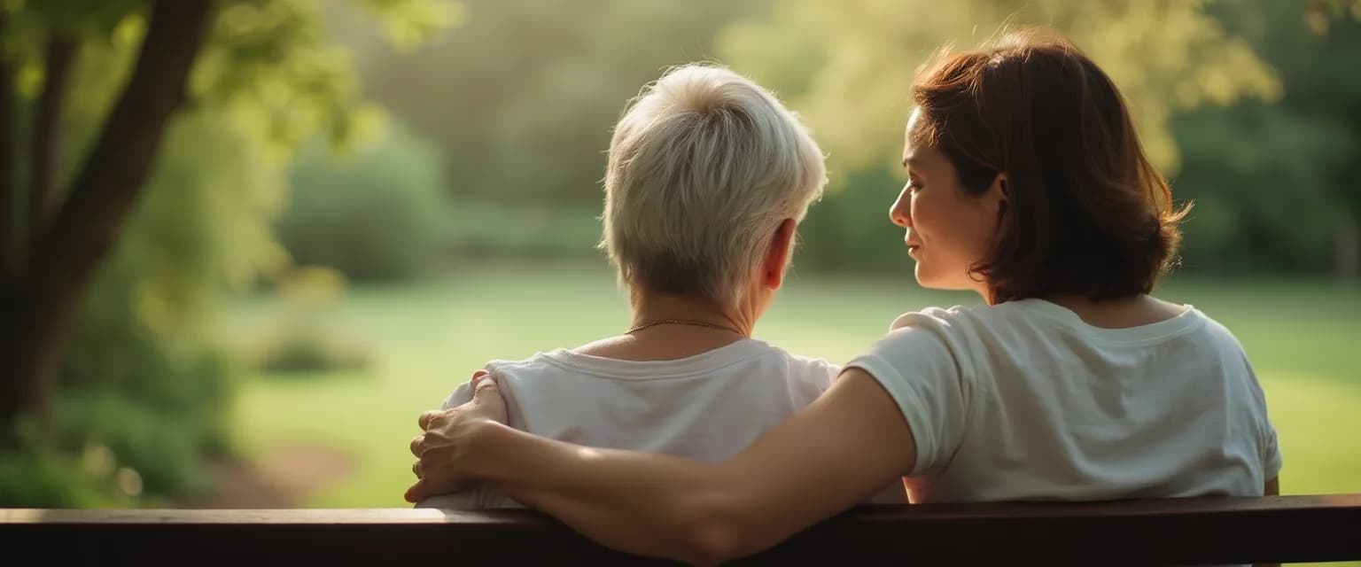 Person comforting friend after parental loss - what to say when someone loses a parent