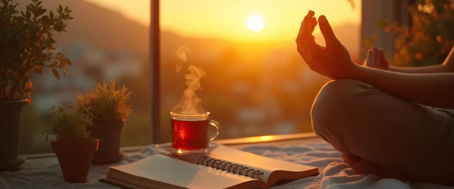 Woman practicing morning rituals for a positive mind positive life