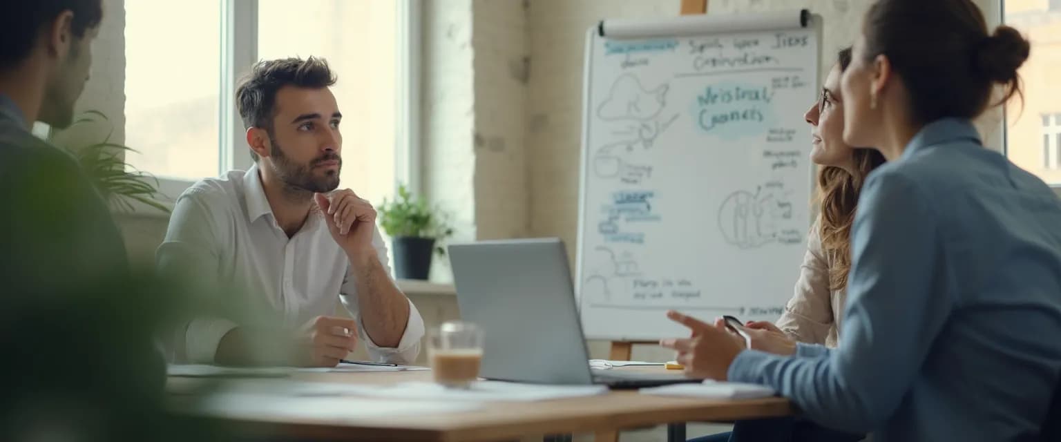 Professional introvert demonstrating self and social awareness in the workplace during a team meeting