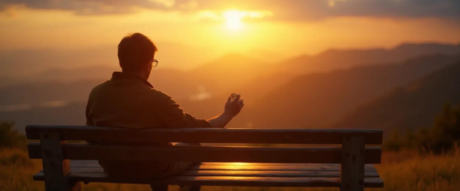 Person practicing mindful grieving techniques while looking out airplane window