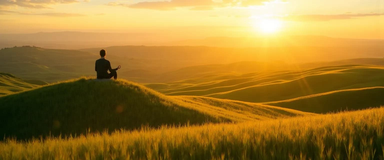 Person practicing quick Palouse mindfulness exercise at desk with calm expression