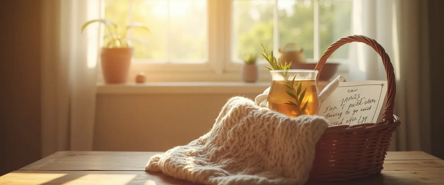 Thoughtful gift package to send a grieving friend with comfort items