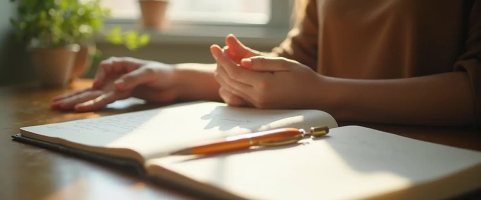 Professional practicing private self-awareness examples at their desk for improved emotional intelligence