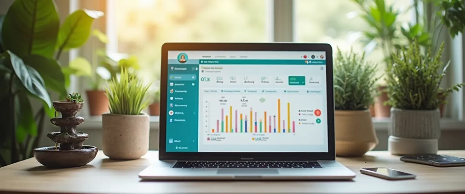 Professional using a human resources management app to monitor and reduce workplace stress