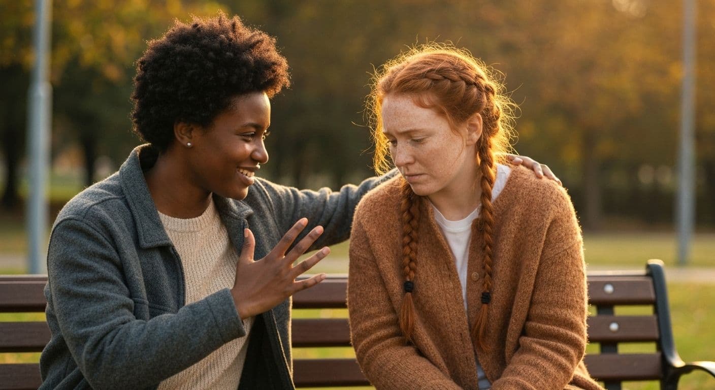 Person having supportive conversation about anticipatory grief with understanding friend