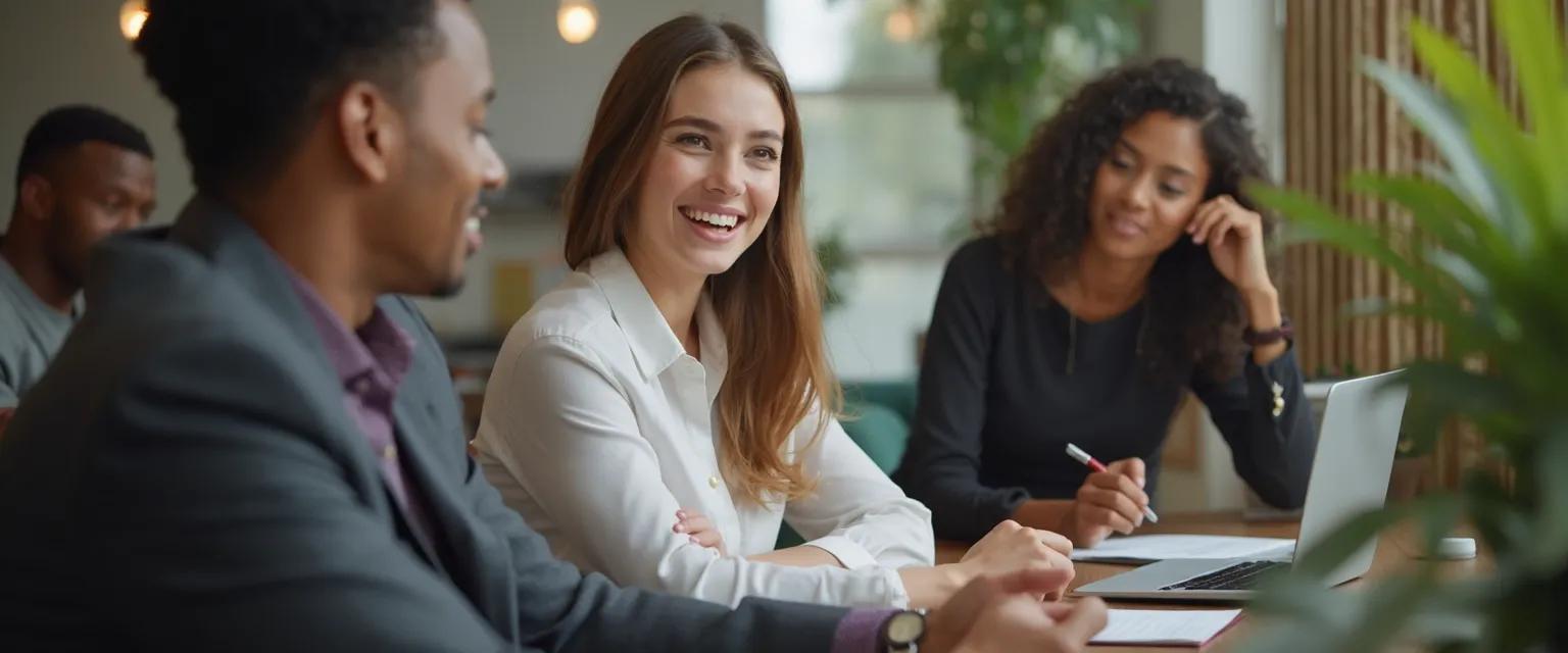 Professional practicing the basics of emotional intelligence during a workplace meeting