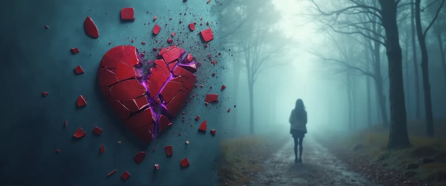 Illustration showing the truth about heartbreak versus grief and their different healing pathways
