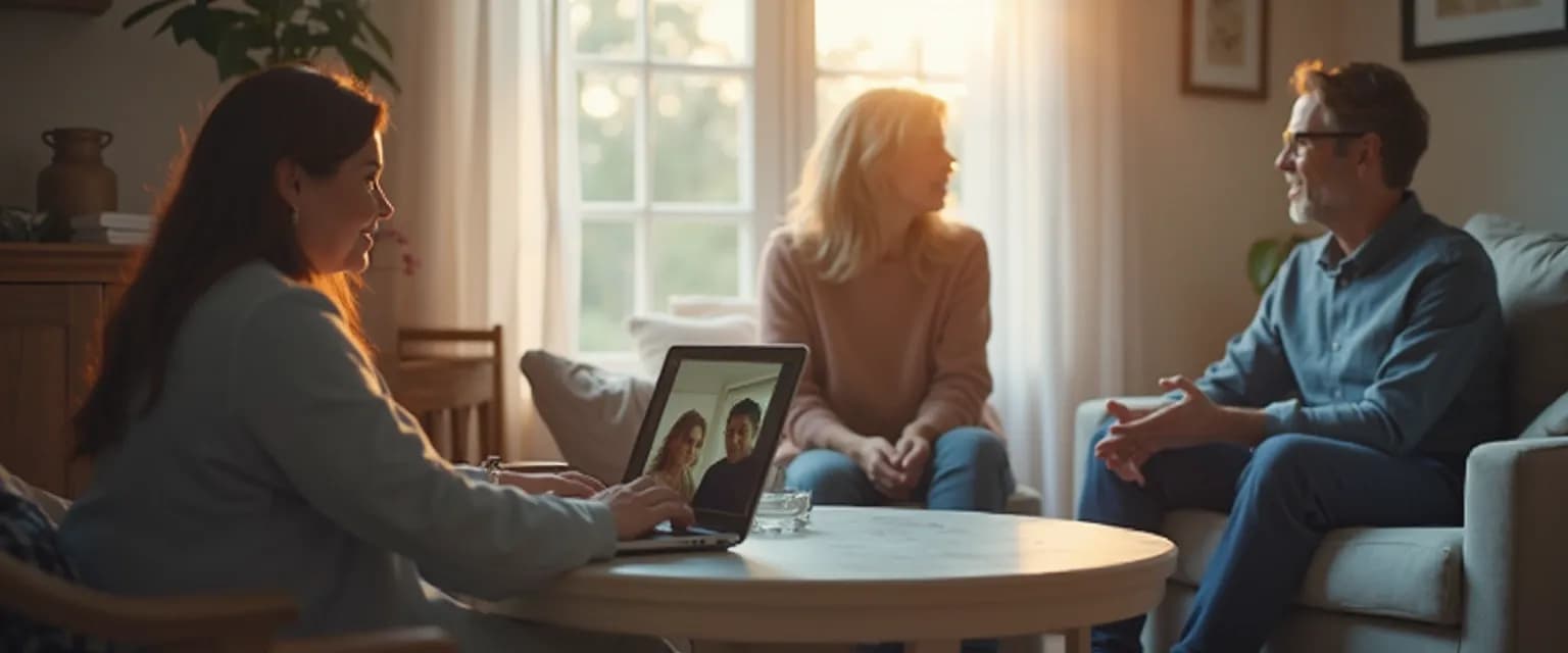 Virtual and in-person grief counselor comparison showing healing paths for bereavement support