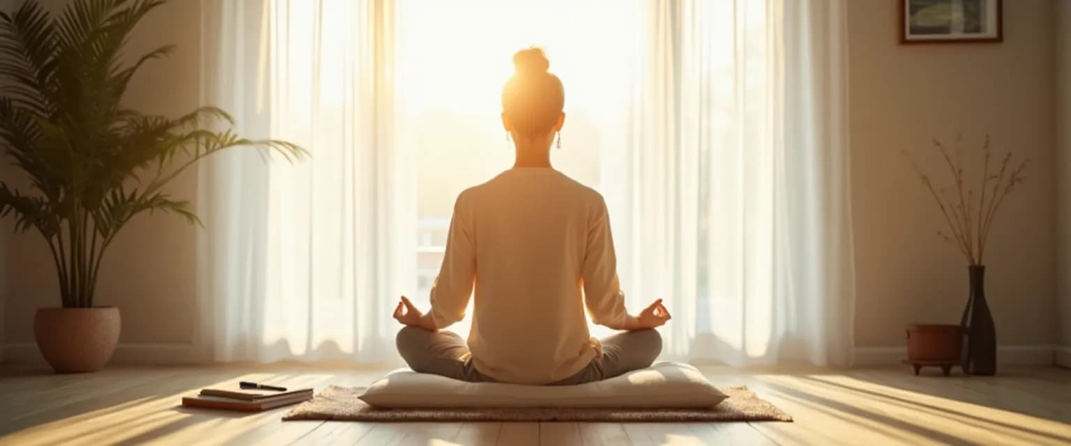 Person practicing mindfulness cognitive therapy during daily activities