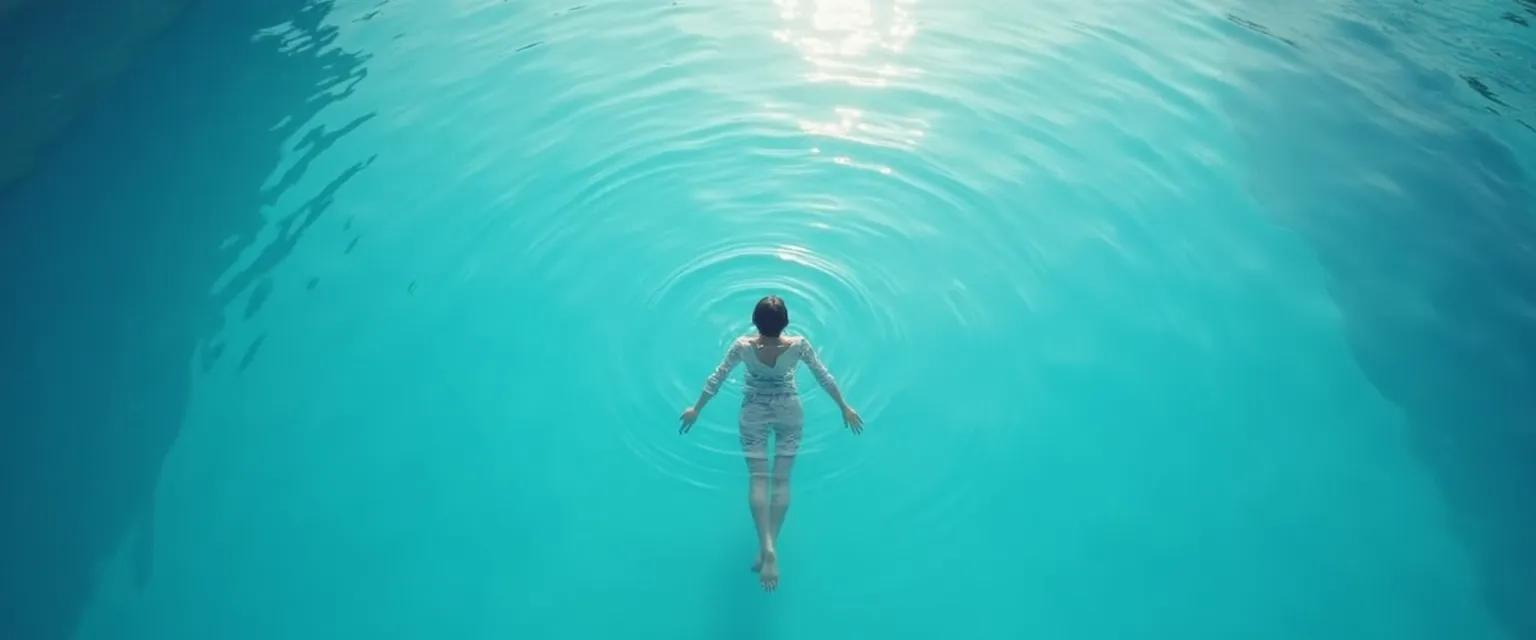 Person experiencing a quiet mind during water therapy session