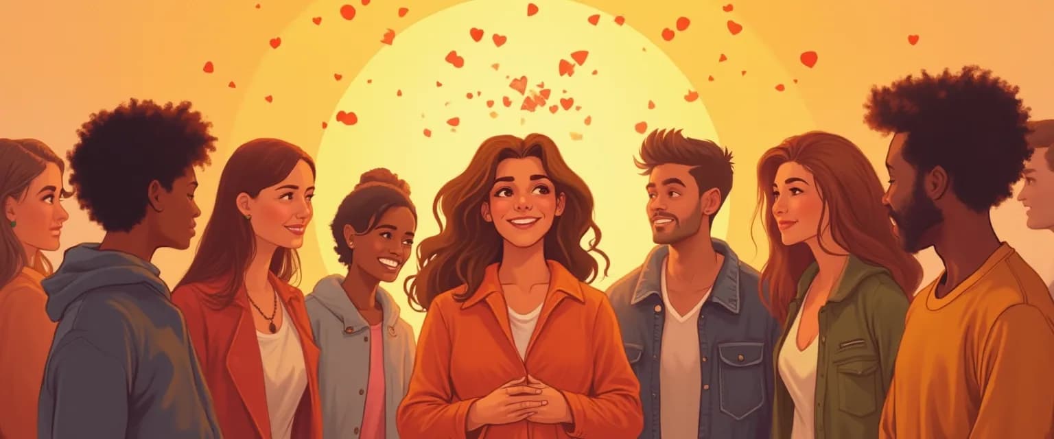 ENFP person surrounded by supportive friends during breakup recovery