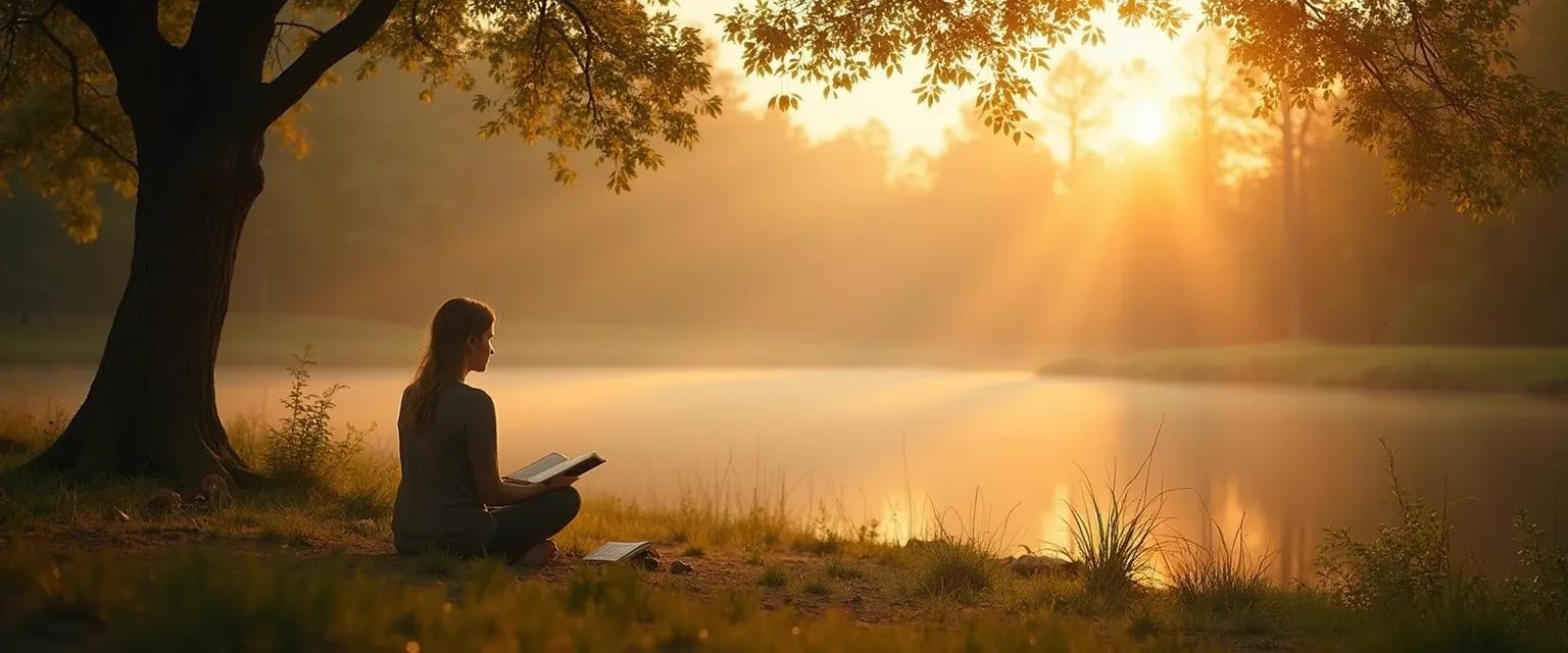 Person practicing daily consciousness and self-awareness techniques during everyday activities