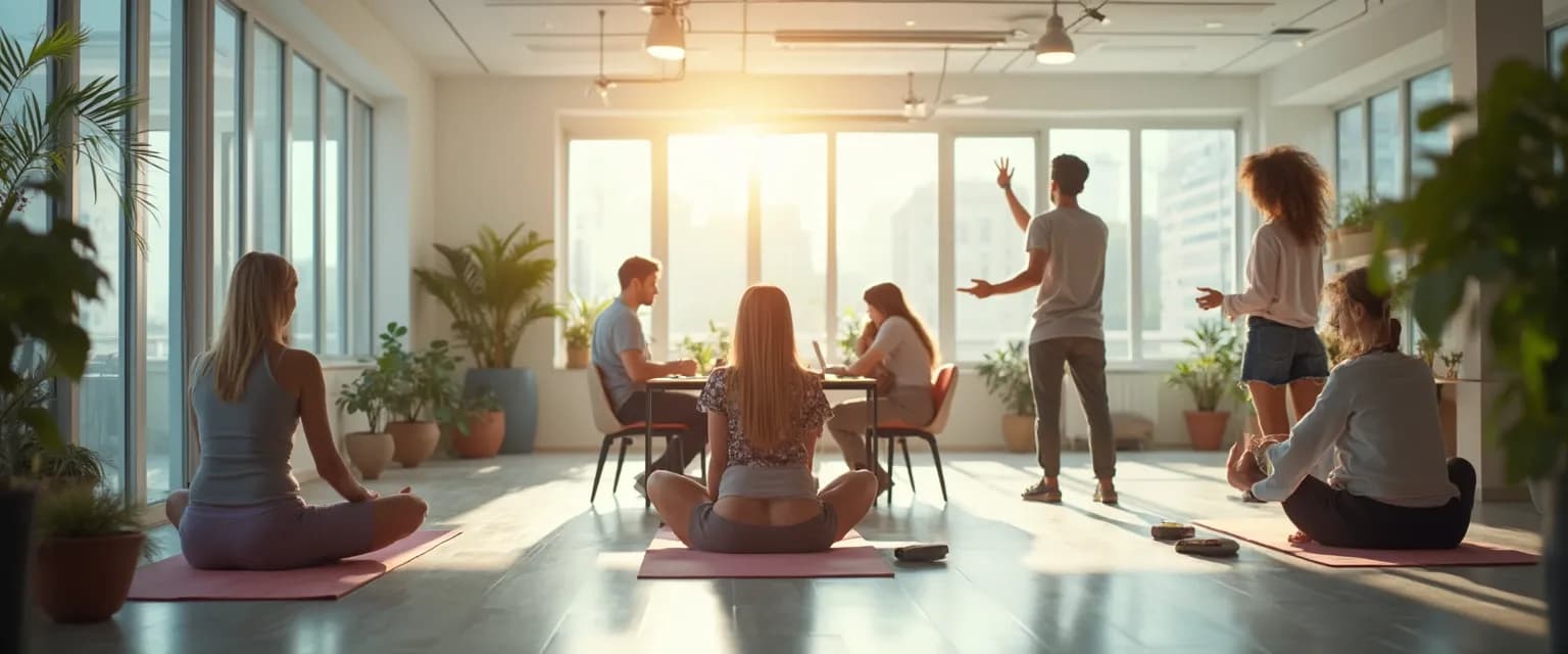 Team enjoying staff health and wellbeing activities that boost workplace morale