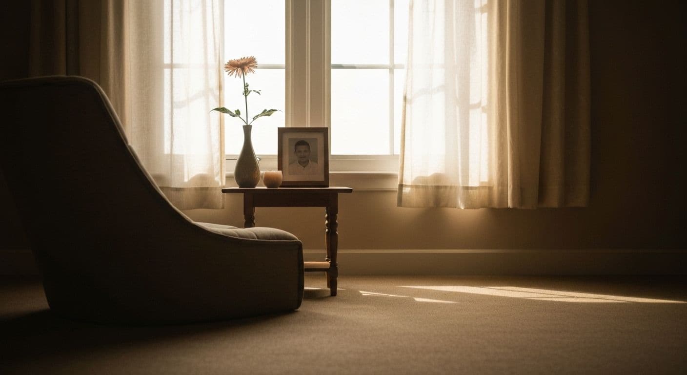Person practicing gentle grief and meditation techniques in peaceful natural setting