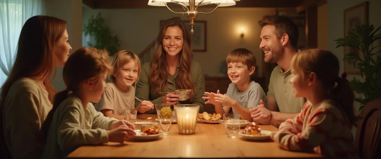 Family strengthening emotional intelligence during dinner conversation