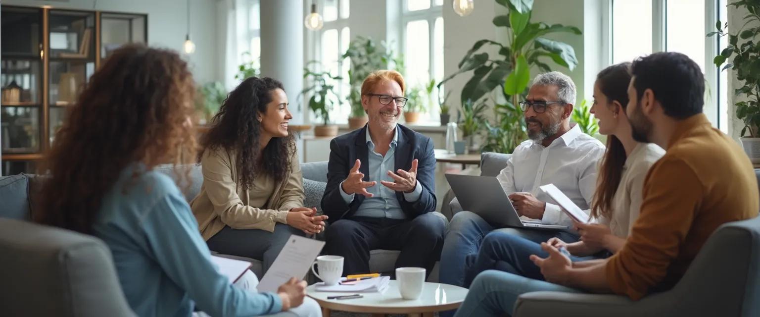 Diverse team collaborating in the emotionally intelligent workplace with visible psychological safety