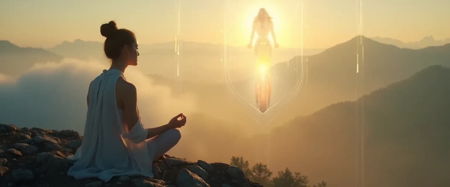 Woman practicing self-awareness and self-love through mindful reflection