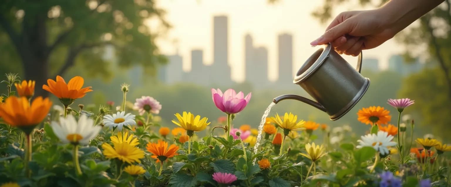 Person practicing the compassionate mind technique in a busy workplace environment