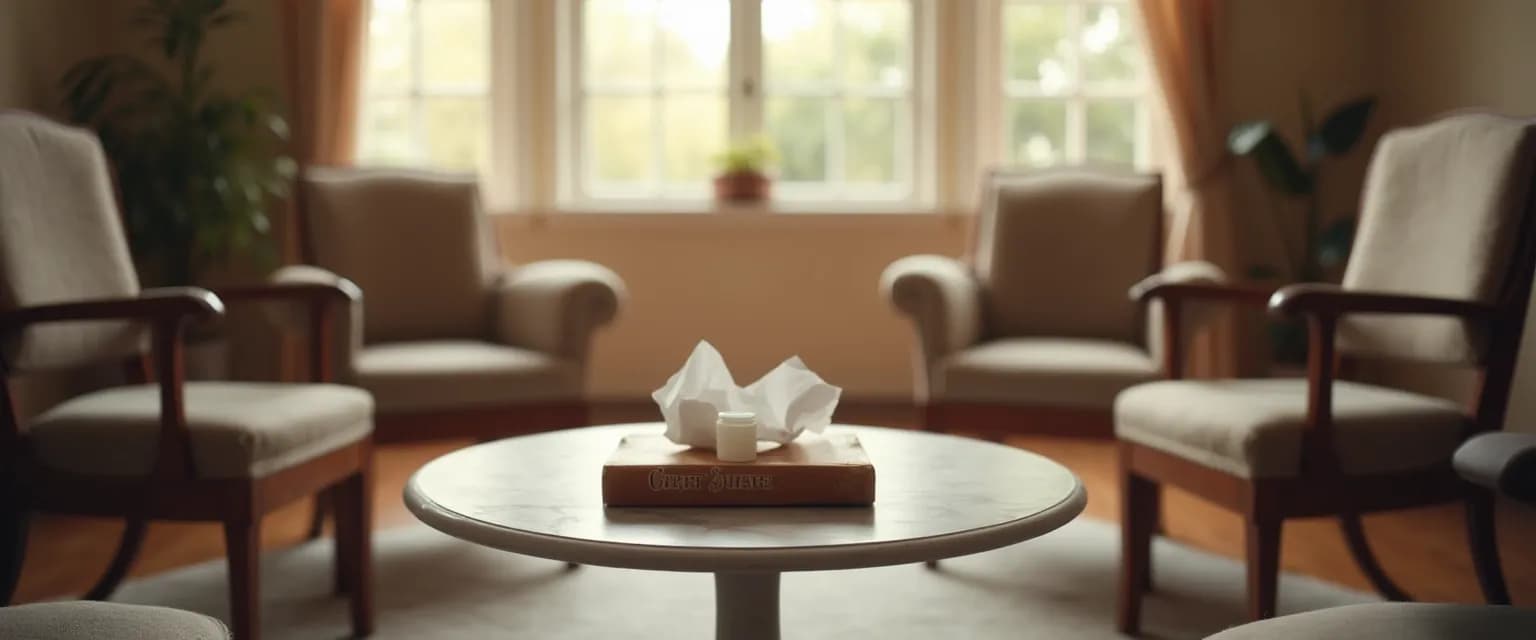 Person using GriefShare Find a Group feature on laptop to locate grief support