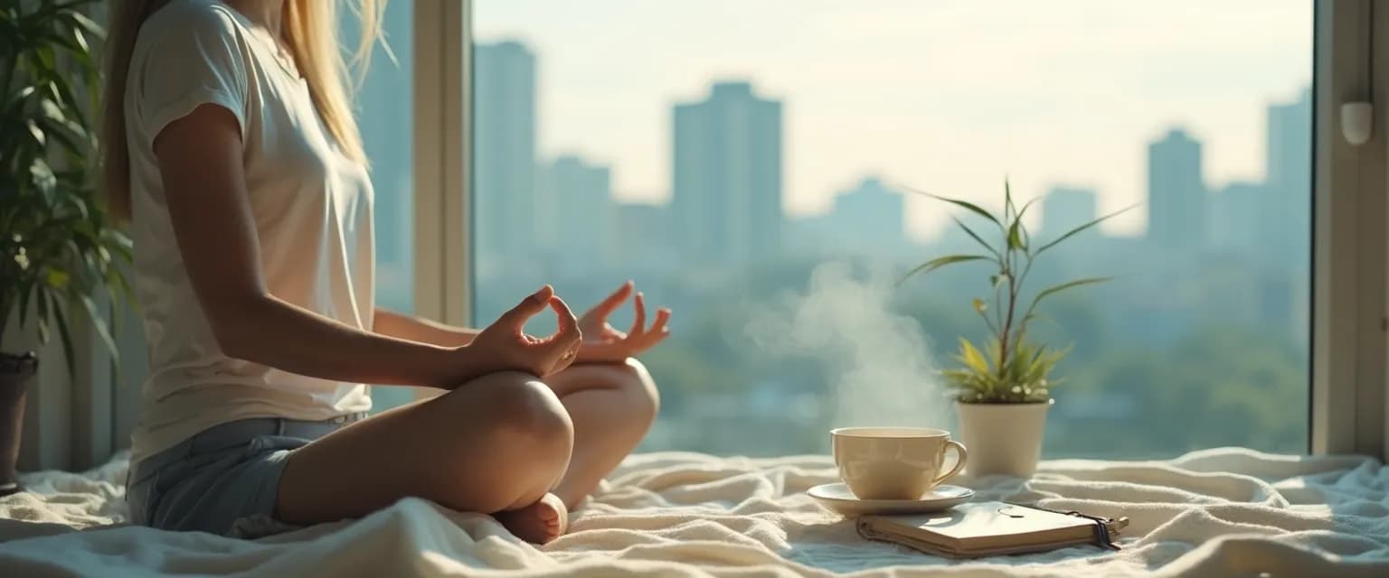 Person practicing mindself technique during daily activities for mental wellness