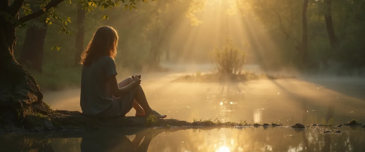 Person reflecting in mirror learning self-awareness through daily reflection practice