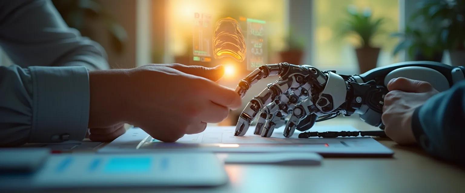 Team members collaborating using emotional intelligence AI tools in a modern workplace