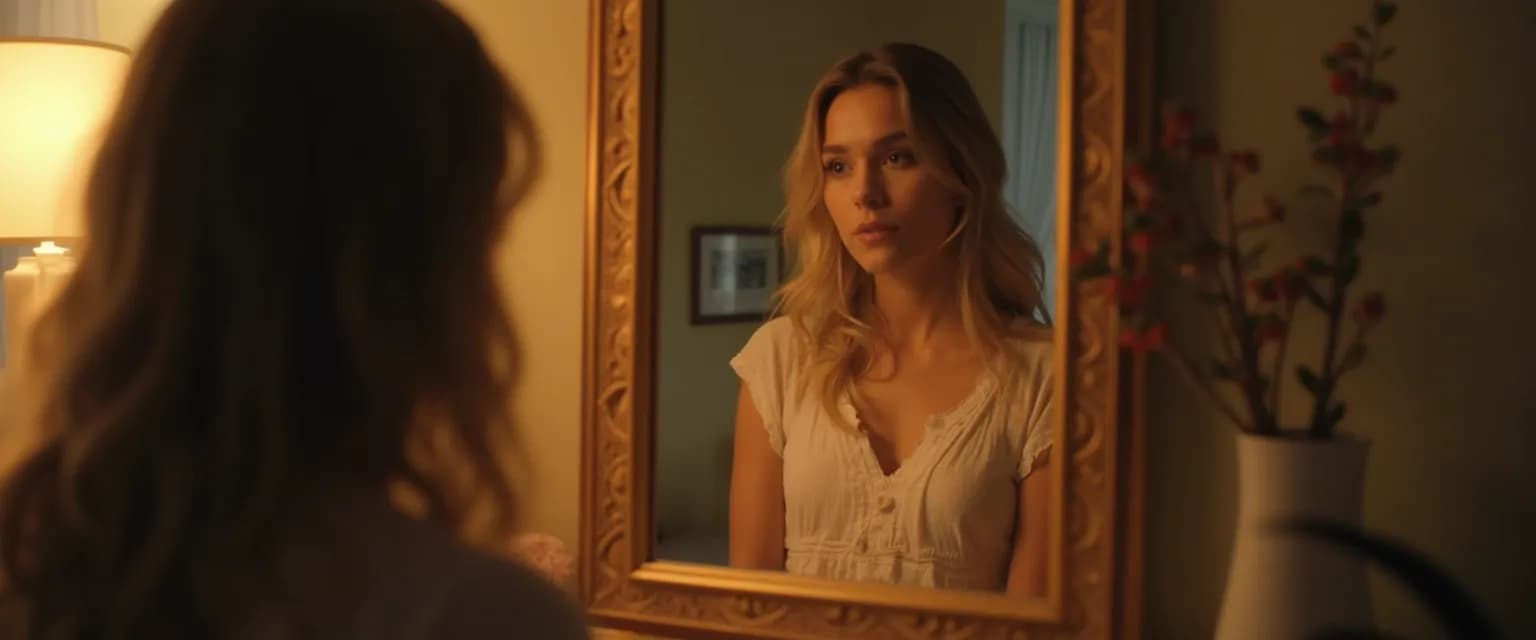 Person practicing mirror talk exercises for building self-awareness skills