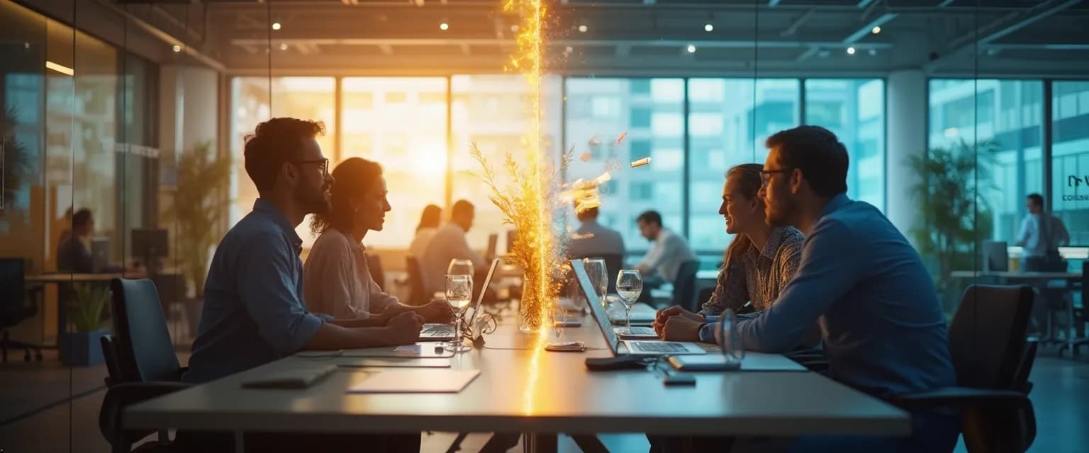 Business professionals demonstrating emotional intelligence in the workplace through empathetic conversation while meeting deadlines