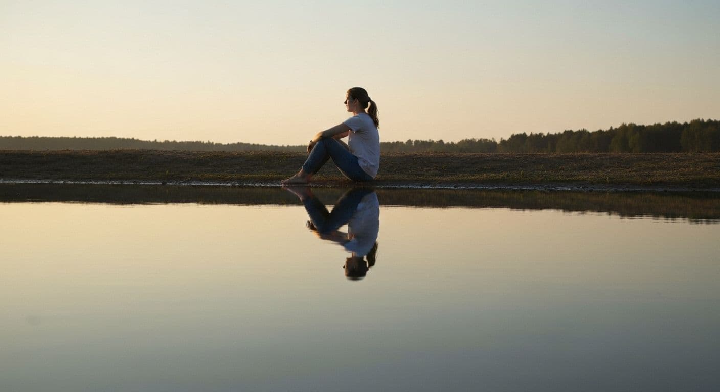Person practicing self-reflective awareness while reviewing life goals and plans