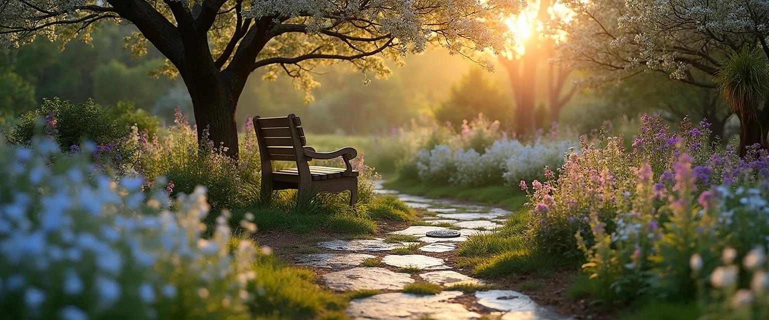 Memory garden with symbolic plants as a gift for someone who lost a loved one