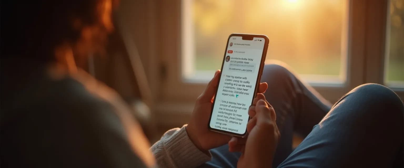 Person finding support for heartbreak depression through Reddit communities on their phone